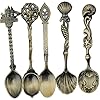 5 Pcs Stainless Steel Retro Coffee ScoopsCoffee Spoon Teaspoon, Royal Style Metal Carved Sweet Snacks Soup Scoops for…