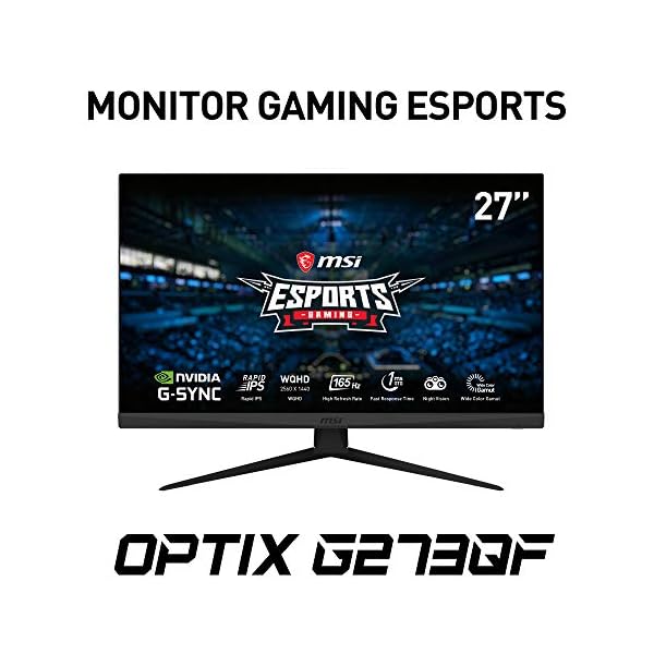 MSI-Optix-G273QF-Esports-Gaming-IPS-Monitor-27-inch-169-WQHD-2560x1440-Rapid-IPS-165Hz-1ms-GTG-Response-Time-G-SYNC-Compatible-Less-Blue-Light-VESA-Mounting-Display-Port-HDMI-Black MSI Optix G273QF Esports Gaming IPS Monitor - 27 inch, 16:9 WQHD (2560x1440), Rapid IPS, 165Hz, 1ms GTG Response Time, G…