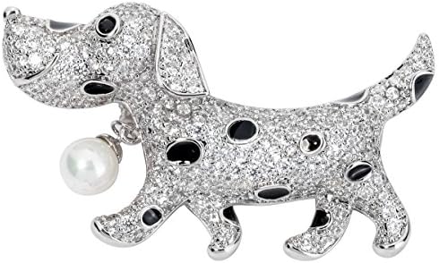Hiddleston Jewelry Valentine Day Cubic Zircinia CZ Dachshund Dog Puppy Crown Brooch Pin For Women