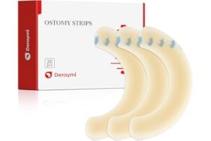 DERAYMI 20 PCS Ostomy Barrier Strips, 2 MM Thickness Elastic Colostomy Tape to Stop Leaks, Latex-Free Medical Grade Hydrocolloid Skin Flange Extenders Stoma for Colostomy Ileostomy Bags Pouches