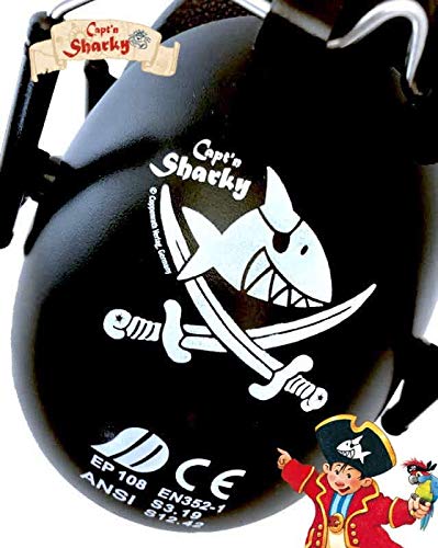 KÄPTN Sharky Piraten Kinder Kapsel Gehörschutz, größenverstellbar, faltbar, kindgerecht, CAPTN Sharky by KiddyPlugs