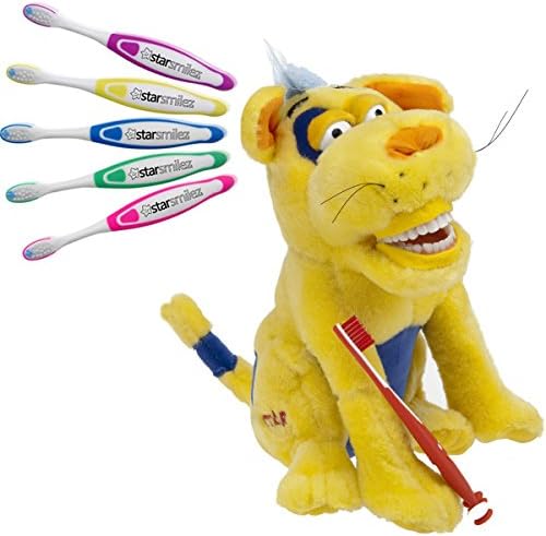 Kids Dog Educational Plush &amp; Toothbrushes (5 Pack) (Small Ollie with 5 Toothbrushes Ages 2-5)