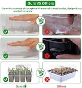 WY8 10 Pack Seed Trays Kit 120 Cells Reusable Dome Base Humidity Adjustable view 4
