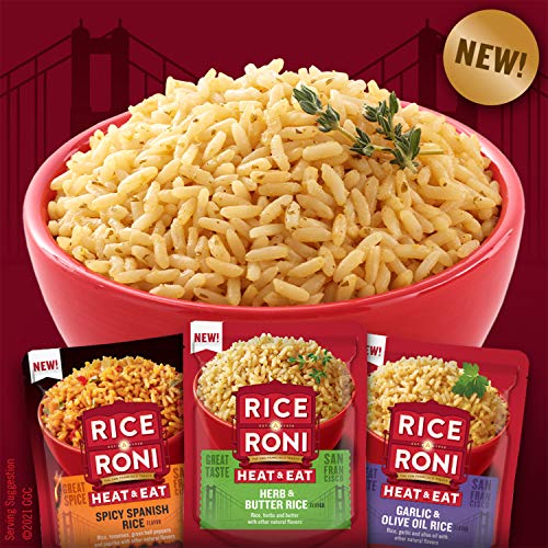 RICE-A-RONI HEAT EAT, MICROWAVE RICE, QUICK COOK RICE, SPICY SPANISH, 8.8OZ POUCH