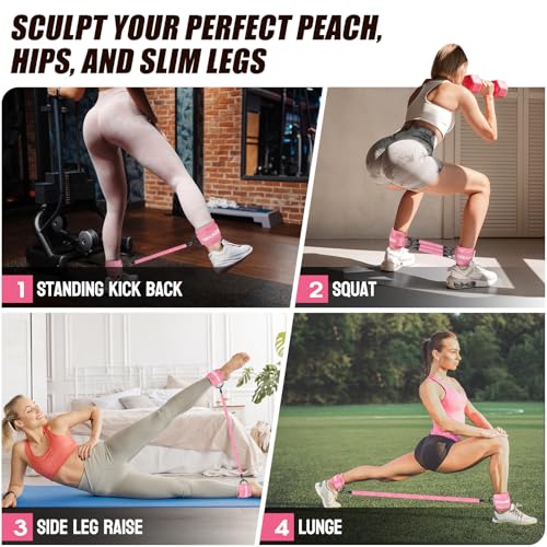 Resistance Bands with Ankle Straps, Ankle Weights Bands for Working Out, Exercise Band for Women Leg and Glute, Booty Workout Equipment for Kickbacks,Butt and Hip Training, Home Gym Fitness Equipment