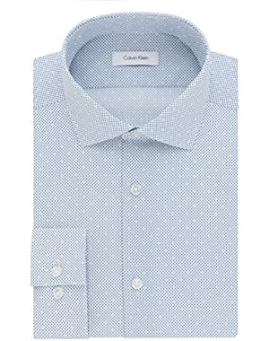 Calvin Klein Men's Non Iron Slim Fit Unsolid Solid Spread Collar Dress Shirt