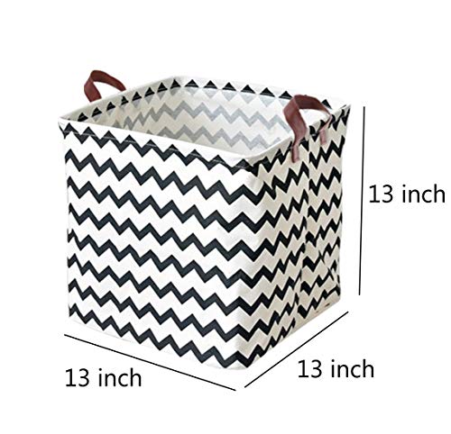 Square Storage Bins Canvas Collapsible Storage Basket with Handles Toy Organizer for Nursery, Kid's Toys, Closet & Laundry, Gift Basket(Polyline)