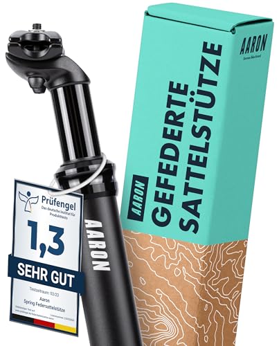 AARON Spring Federsattelstütze mit 30,9 mm Durchmesser | Gefederte Aluminium Sattelstütze mit 350mm Länge | Fahrrad Sattelstütze gefedert für E-Bike,