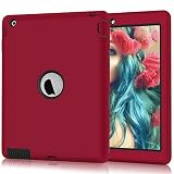 iPad 2 Case, iPad 3 Case, iPad 4 Case, Hocase Rugged Slim Shockproof Silicone Rubber+Hard Plastic Dual Layer Protective Case Cover for 9.7-inch iPad 2nd/3rd/4th Generation - Red/Black