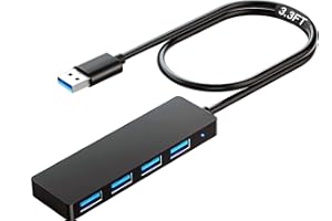 USB Hub, VIENON 4-Port USB 3.0 Hub USB Splitter USB Expander for Laptop, Xbox, Flash Drive, HDD, Console, Printer, Camera,Keyborad, Mouse-3.3ft