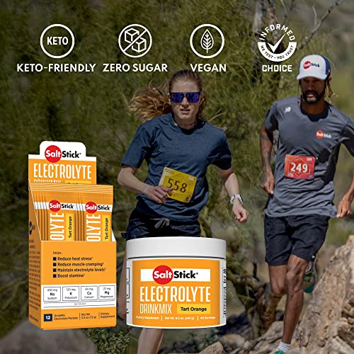 SALTSTICK DRINKMIX ELECTROLYTE POWDER SUGAR FREE | ZERO SUGAR ELECTROLYTE DRINK MIX FOR HYDRATION | NO ARTIFICIAL SWEETENERS | ORANGE | 12 SERVINGS