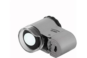 ITODA 50X Pocket Magnifier Mini Jewelry Coins Stamps Eye Loupe Magnifying with 2 LED Illumination 1 Light Adjustable Focus Lens with Storage Bag