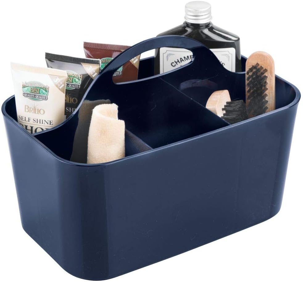 mDesign Plastic Portable Storage Organizer Caddy Tote Divided Basket