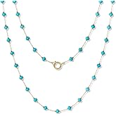 KissYan Long Necklaces for Women, 14K Gold Plated Beaded Gemstone Turquoise Boho Layered Choker, Natural Stone Handmade Sweater Fashion Jewelry Gifts