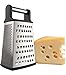 iCooker Cheese Grater [Stainless Steel] 4 Sided Box Grater - Premium Quality Zester for Vegetables, Fruits, Ginger, Chocolate & Nuts - Best Slicer With Sharp Blades [Black Handle]