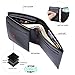 amelleon Bifold Trifold Leather RFID Mens Wallet with ID Window & Coin Pocket (Black)