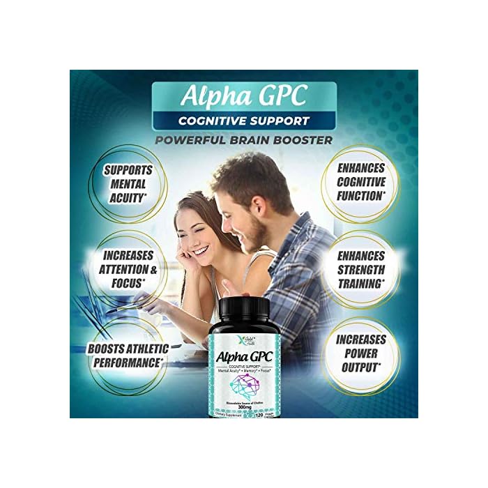 Alpha GPC Choline Supplement 600mg, 99+ Highly Purified, Highly