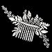 FAYBOX Bridal Handmade Silver Tone Crystal Leaf Style Hair Side Comb Party Anniversary Wedding Accessories