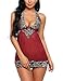 Avidlove Women V-Neck Lingerie Lace Babydoll Mesh Chemise Nightwear Outfits Dark Red XXL