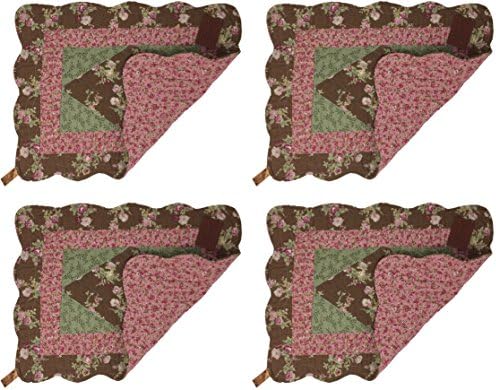 Great Finds Billie Calico Floral Reversible Quilted Cotton Placemats 0216PM, 18x13", Set of 4, Multi