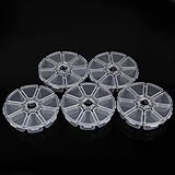 DCDEAL 5Pcs 8 Compartments Plastic Clear Round Craft Gem Beads Display Storage Case Box Organizer Container Divider Jewelry Box Sewing Box