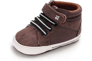 Sekantrol Newborn Baby Boys Girls First Walker Crib Shoes Soft Rubber Sole Infant Sneakers Fashion High-Top Non-Slip Toddler Oxford Dress Moccasins