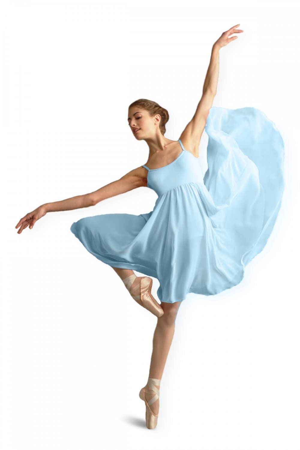 Capezio Camisole Empire Dress, Lyrical Dance Costumes for Women, Ballet Dress with Leotard, Georgette Skirt and Shelf Bra, Dance Outfit for Contemporary, Ballet, BG001, Light Blue, Adult Size XS โ image 1
