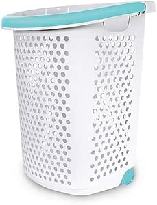 Home Logic 2.0-Bu. Rolling Hamper in White (1)