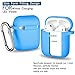 AirPods Case Cover with Keychain, Full Protective Silicone AirPods Accessories Skin Cover for Women Girl with Apple AirPods Wireless Charging Case,Front LED Visible-Light Bluethumb 2