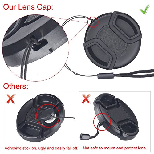 Lens Hood Set, Reversible Tulip Flower + 3 Stages Collapsible Rubber Lens Hood + Center Pinch Lens Cap with Cap Keeper Leash + Microfiber Cleaning Cloth (67MM) - Thumbnail 5