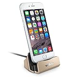 iPhone Charger Dock,Walkas Charge and Sync Stand for iPod,iPhone 5 5s 6 6s plus with Charger Cable (gold)