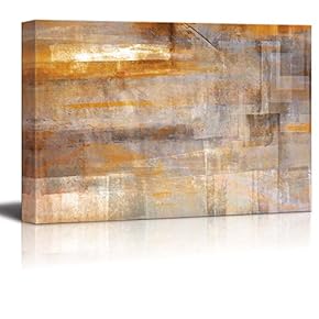 Abstract Bronze and Orange Rectangles and Squares Overlaying on Top of Each Other - Canvas Art Home Art - 12x18 inches