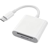 BlingKingdom USB-C SD Card Reader, Dual Slot Type-C Card Reader (White) | 2-in-1 SD Card Reader, Compact and Portable, Plug and Play, Supports SD, TF Card