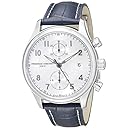 Frederique Constant Men's 'RunAbout' Silver Dial Blue Leather Strap Chronograph Swiss Automatic Stainless Steel Watch FC-393RM5B6