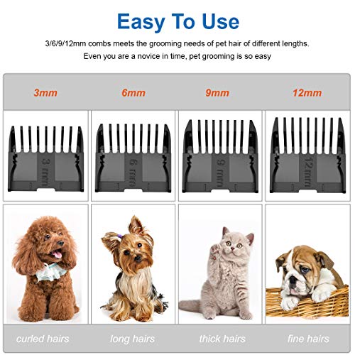 Dog Clippers,YiDon Cordless adjustable Pet Clippers Dog Hair Trimmer Rechargeable Cat Shaver Pet Grooming Professional Low Noise Dog Grooming kit with 8 kinds tools for Thick Coats,Small Dog,all pets