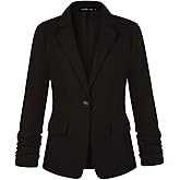 MINTLIMIT Women's 3/4 Sleeve Blazers One Button Work Office Blazer with Pockets