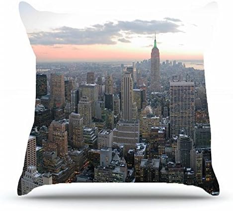 Maifkau Throw Pillowcase 18 x 18 Inches Cotton Pillow Cover Case with Hidden Zipper Decor Cushion Covers - City New York Manhattan Skyscrapers wallpaper For Outdoor