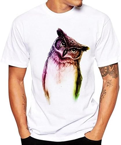 HANYI Summer Men Fashion Printing Tees Shirt Short Sleeve T Shirt Blouse (L)