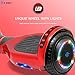 DOC Electric Hoverboard Self-Balancing Hoover Board with Built in Speaker LED Lights Wheels UL2272 Certified (-Red)