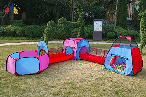 Heavy Duty Play Tent Play Tunnel Ball Pit Combo Designed to Connect (5-in-1 Blue-Red-Purple)