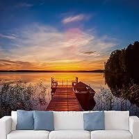 Wall Mural Beach and Blue Sea View Removable Self-Adhesive Wallpaper Wall Decoration for Bedroom Living Room - 66x96 inches