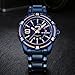Men Watch Casual Sport Blue Wristwatch Stainless Steel Band With Week and Calendar Waterproof