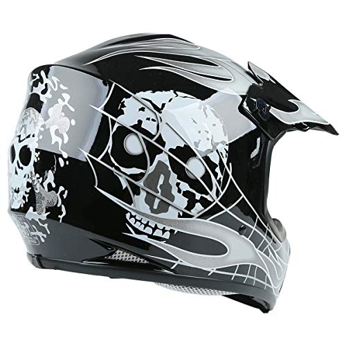 TCTMT ATV Helmet+Goggles+Gloves DOT Youth Helmet Motocross Hot Black Skull Dirt Bike Helmet