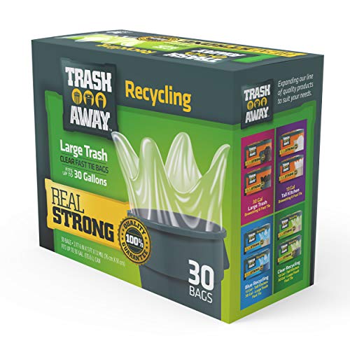 Trash Away Heavy Duty Clear Recycling Bags Tall & Strong Bags for