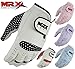 MRX Women Golf Glove Left Handed Golf Gloves Sweat Resistant Soft Cabretta Leather Regular Fit Women Golfer Glove Black