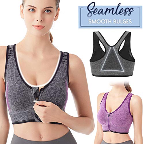 Moaly Sport BH, Ademend Zip Front Sport BH, Schokbestendig Draadloos Running Vest Yoga BH Ondergoed voor Vrouwen - Image 4