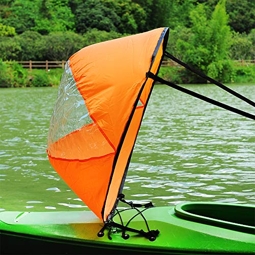 RENHAIGY Tandem Clear Kayak Wind Sail Kit Downwind Paddle Popup Board