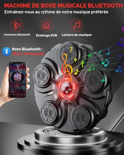 yorraka Machine de Boxe Musicale Adulte - Bluetooth Beatpunch Boxe Mural Musique avec Gants de Boxe - 9 Vitesses Réglables et Comptage Music Boxing Machine pour Enfants Entraînement à la Maison
