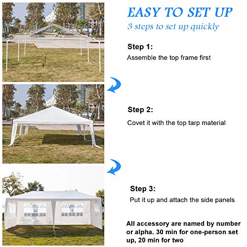 VINGLI 10' x 20' Outdoor Canopy Wedding Party Tent with 4 Removable Sidewalls and Zippered Door, Upgraded Steady Unique Frame Design,Sun Shelter Gazebo Pavilion Event, Pool Canopy - Thumbnail 4