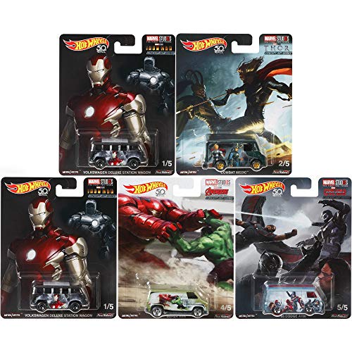 Hot Wheels 2018 Pop Culture Marvel Studios Series Premium Adult Collectible Diecast Cars, Set of 5